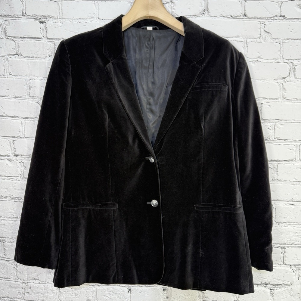 Vintage Sears Classic Fashions Velvet‎ Blazer Women Size 20 Tall Black Cotton